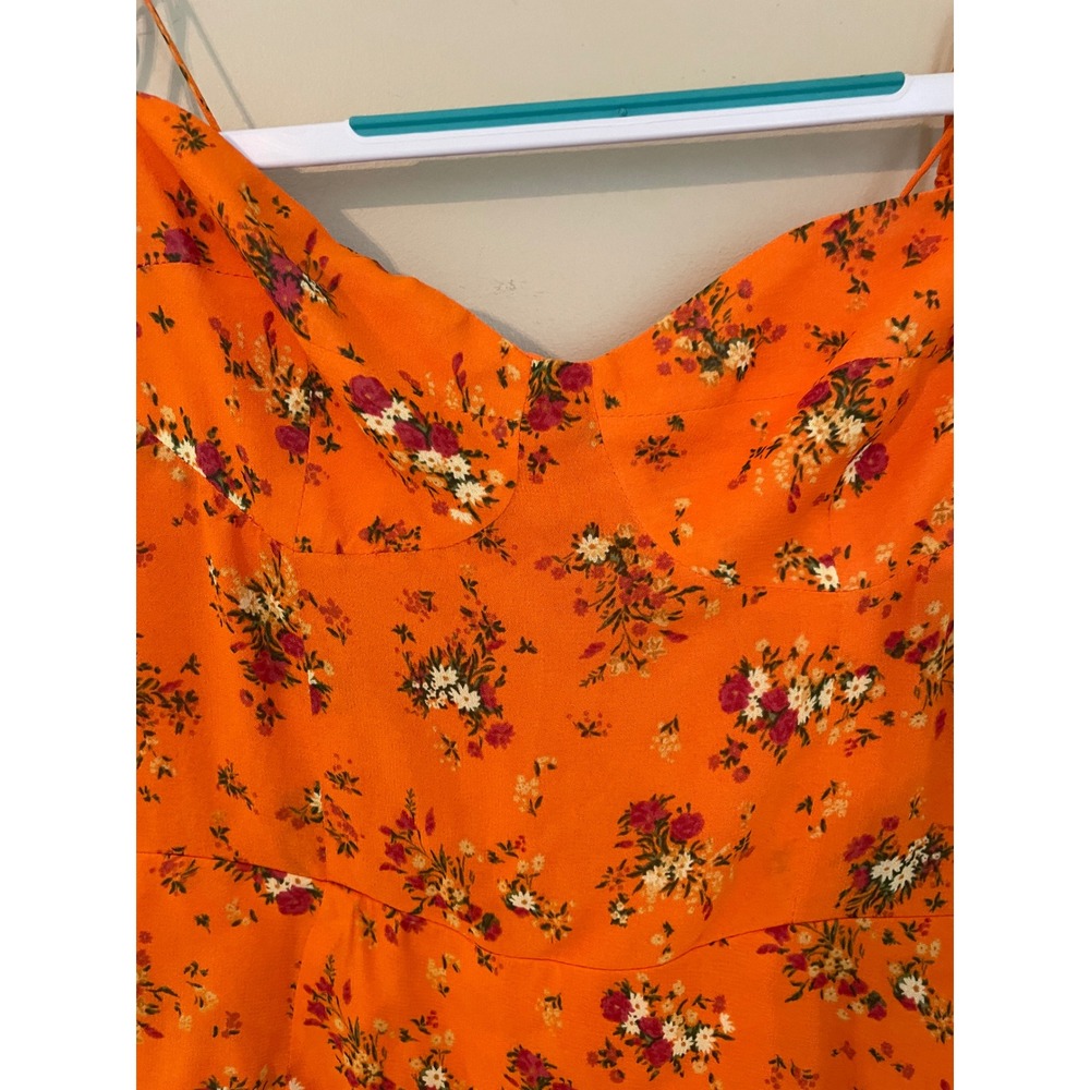 Reformation Saoirse Orange Floral Sweetheart Faux Wrap Dress Size 2 Summer - Picture 8 of 12